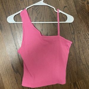 We the free pink ribbed one shoulder top